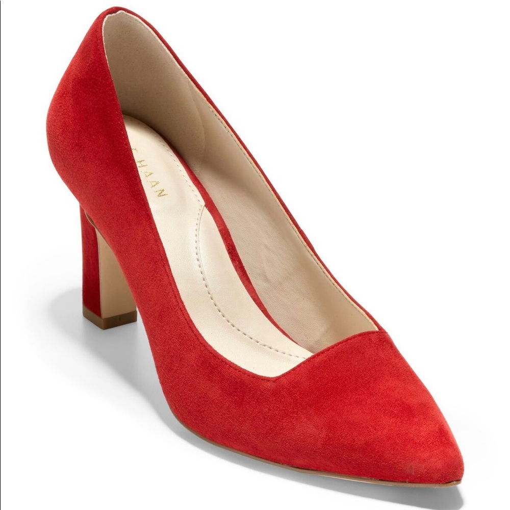 COLE HAAN Modern Classics 75mm Pump in “Red Dahlia” suede size 8 NIB